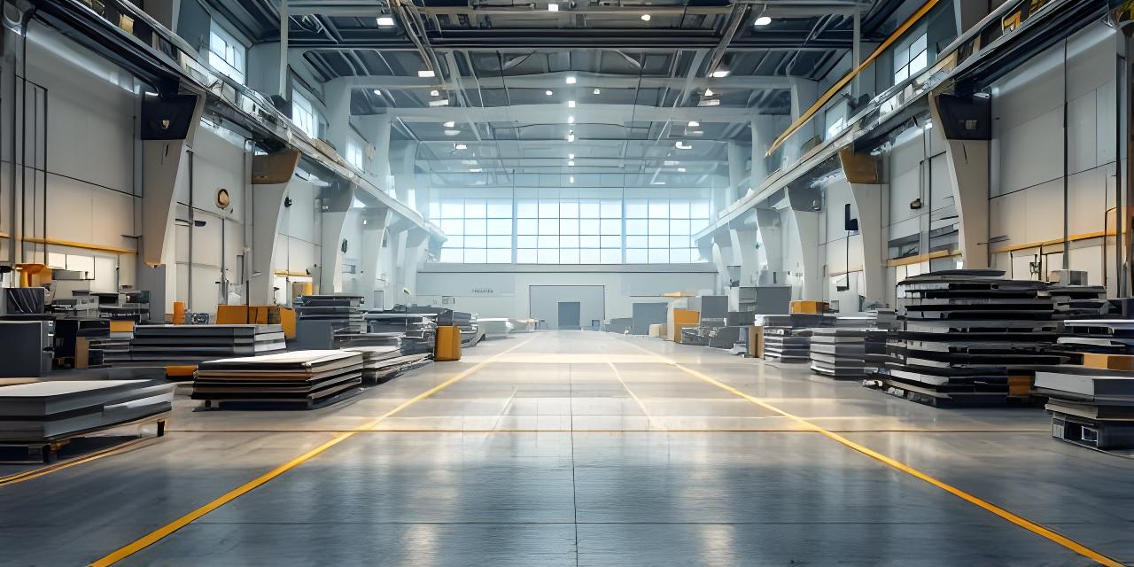 Plano general de una planta de aluminio con luz natural, perfiles ordenados y área administrativa visible
